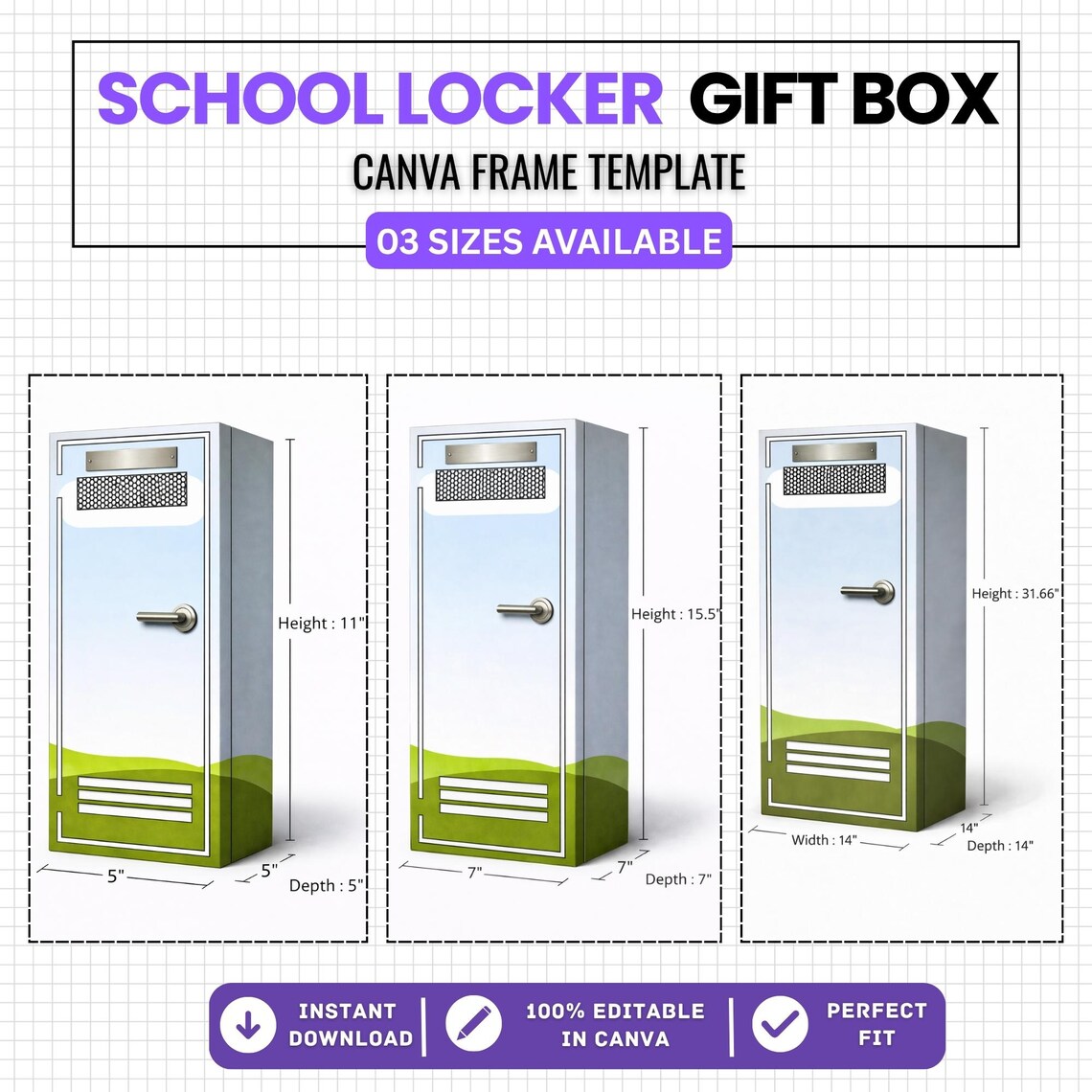 School Locker Gift Box Template, Editable Canva Locker Box Template ...