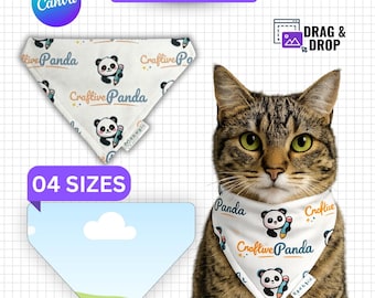 Pet Bandana Collar Canva Template, Editable Dog & Cat Bandana Sublimation Design, Printable Pet Scarf Template, DIY Pet Bandana 4 Sizes