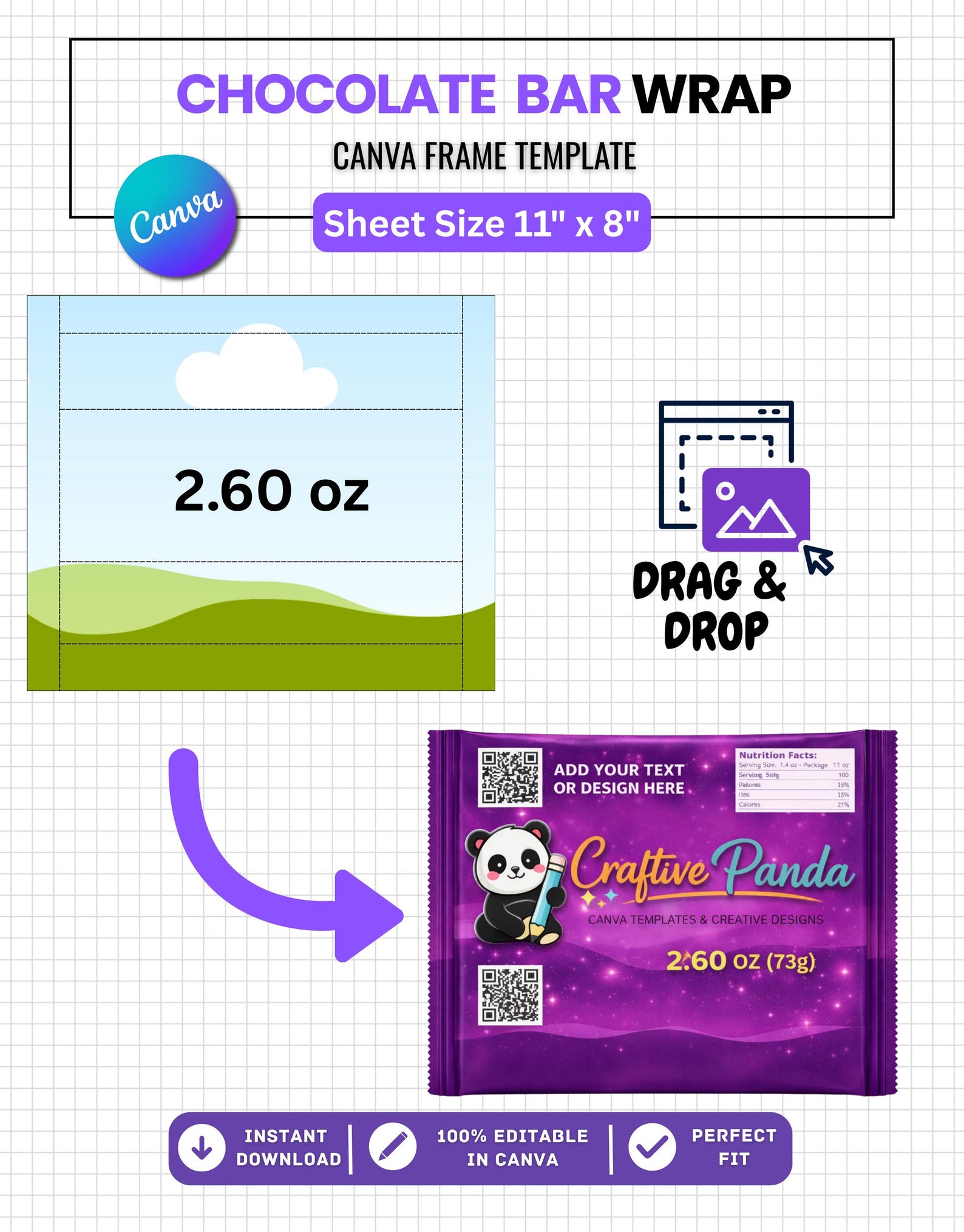 Chocolate Bar Wrapper Template Bundle Canva Editable, Candy Bar Wrapper ...