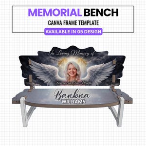 Memorial Bench Template Bundle, Editable Canva Memorial Bench Wrap, in ...