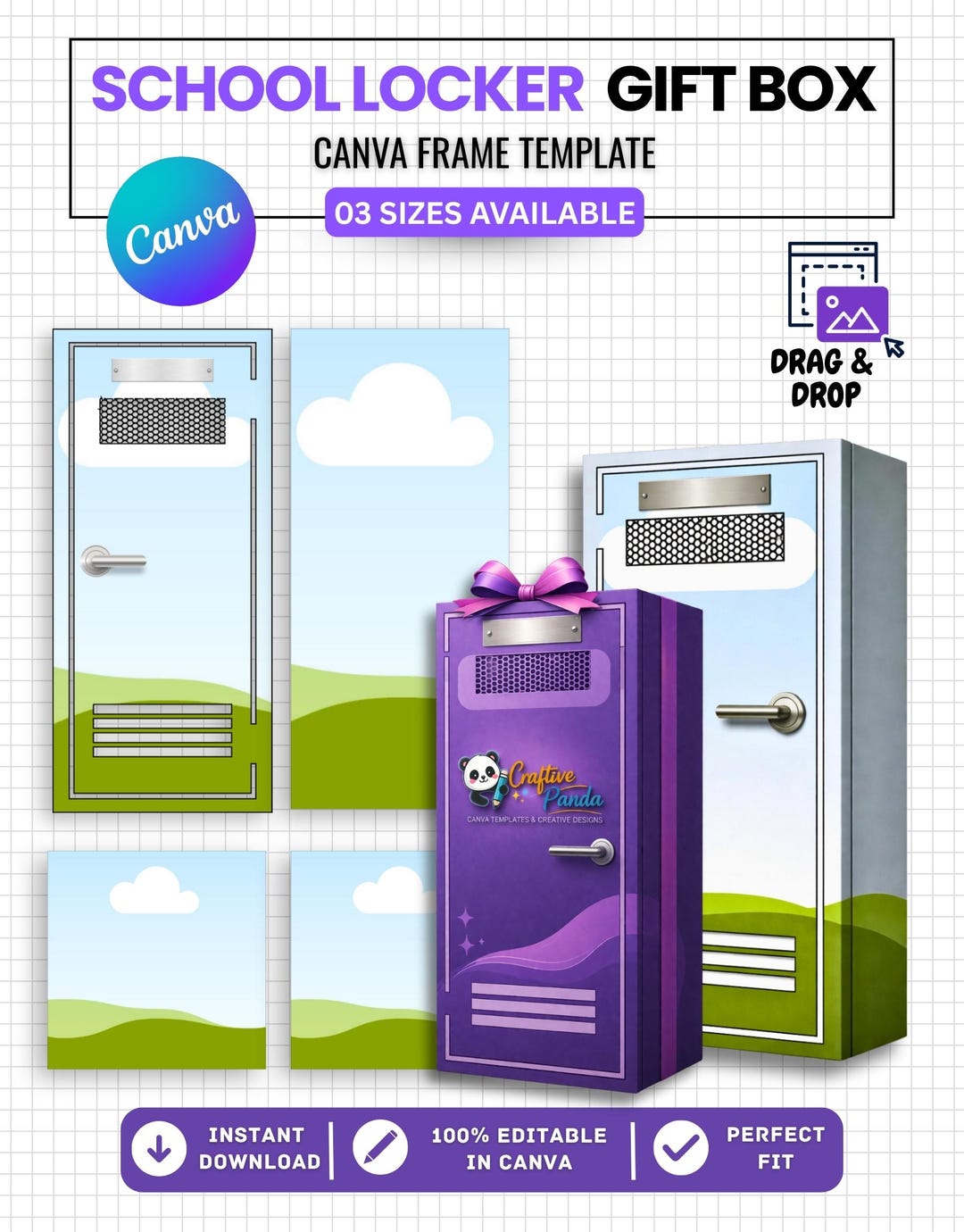 School Locker Gift Box Template, Editable Canva Locker Box Template ...