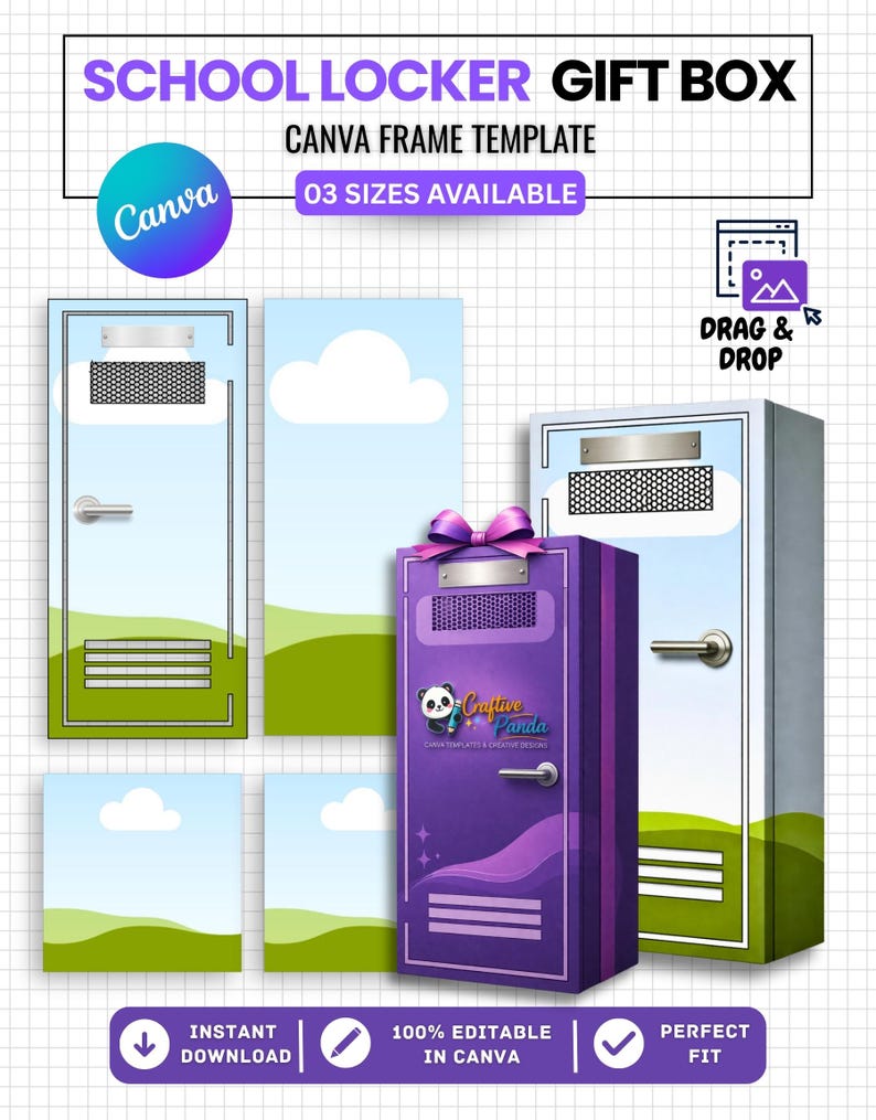 School Locker Gift Box Template, Editable Canva Locker Box Template ...