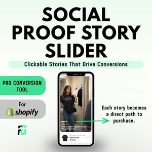 Shopify Shoppable Stories Slider – Social Proof & Clickable Product Feed