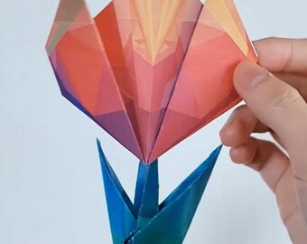 Easy Simple Origami Carnation, 3Fold easy beauty, Tulip Folding pattern print pdf