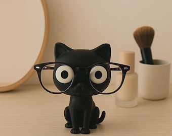 Portaocchiali a forma di gatto nero, accessorio decorativo da scrivania – Regalo per amanti dei gatti