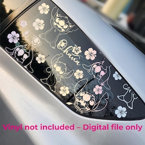 Cute Alien SVG Car Decal, Hawaiian Flower Vinyl Cut File, Cricut Silhouette PNG EPS, Digital Download Auto Window Sticker