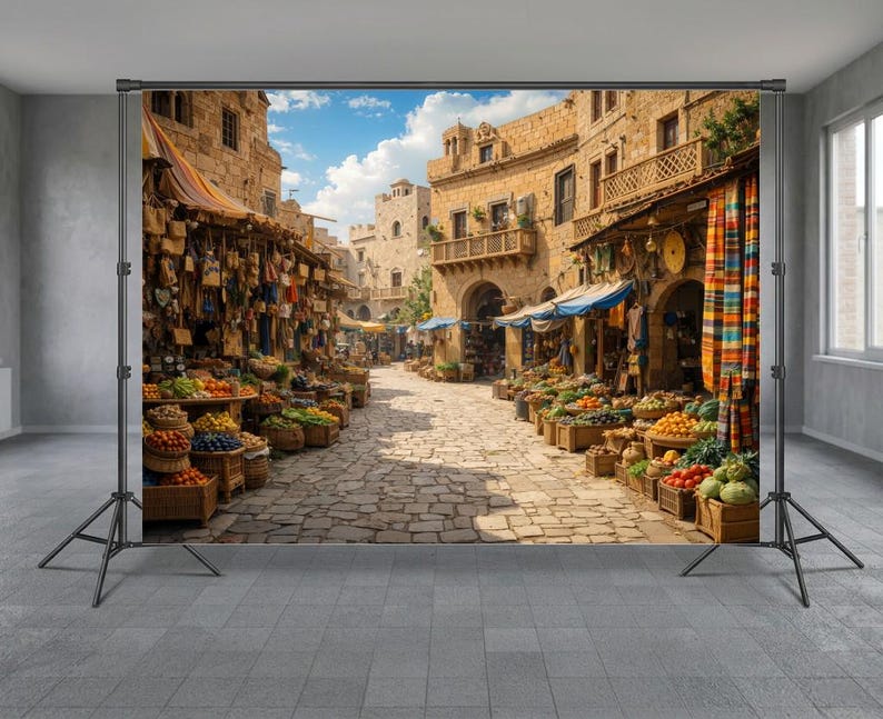 Moroccan Market Backdrop, Arabian Street Bazaar Background, Middle ...