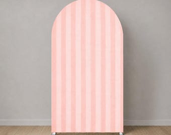 Roze streep boog achtergrond hoes, achtergrond babyshower feest, licht medium donker roze evenement boog muur, decor verjaardag bruiloft feest