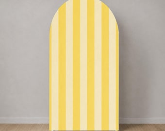 Juego de cubierta de arco a rayas amarillo mantequilla, fondo neutro para baby shower, fondo de arco para fiesta de cumpleaños, decoración para despedida de soltera
