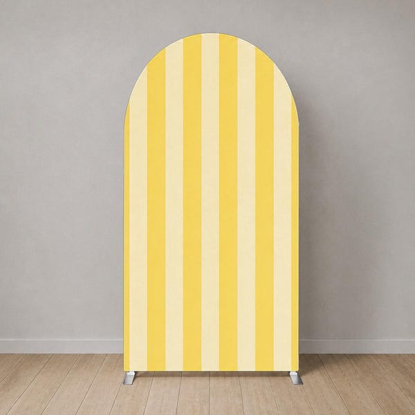 Butter Yellow Stripe Arch Cover Set, Neutral Baby Shower Backdrop, Birthday Party Arch Background, Bridal Shower Decoration