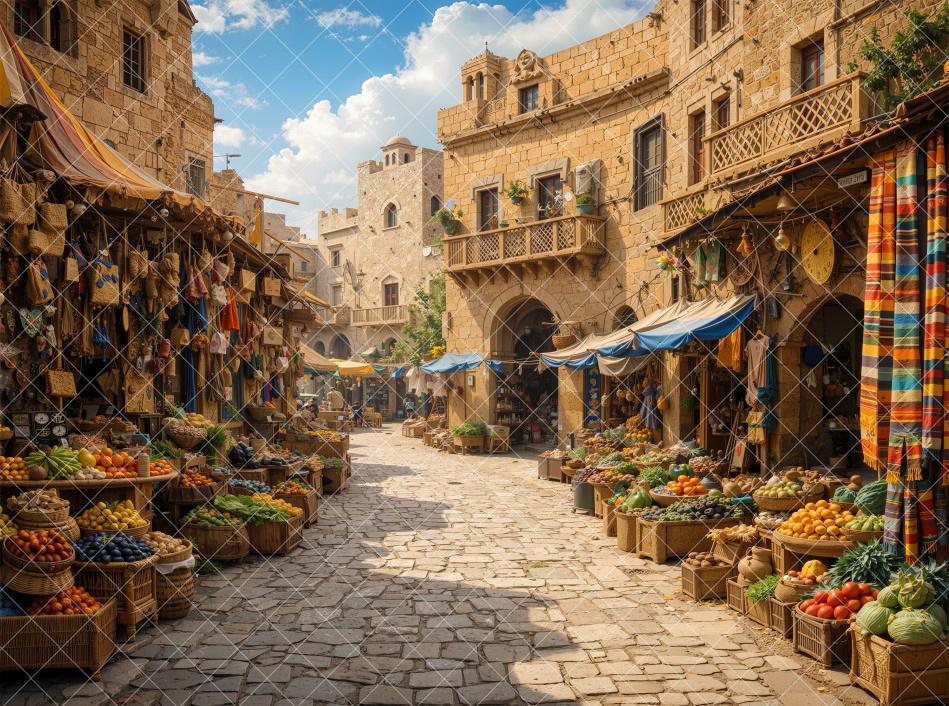 Moroccan Market Backdrop, Arabian Street Bazaar Background, Middle ...