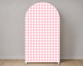 Fondo para arco de cuadros rosas, fondo para baby shower o fiesta de cumpleaños, fondo para fotomatón con temática de picnic, decoración minimalista para arcos.