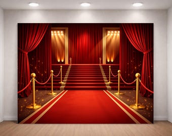 Fondo para alfombra roja de premios, fondo de escenario estilo Hollywood, fondo para fotografía de eventos VIP, cortina dorada para decoración de fiestas y fotomatón.