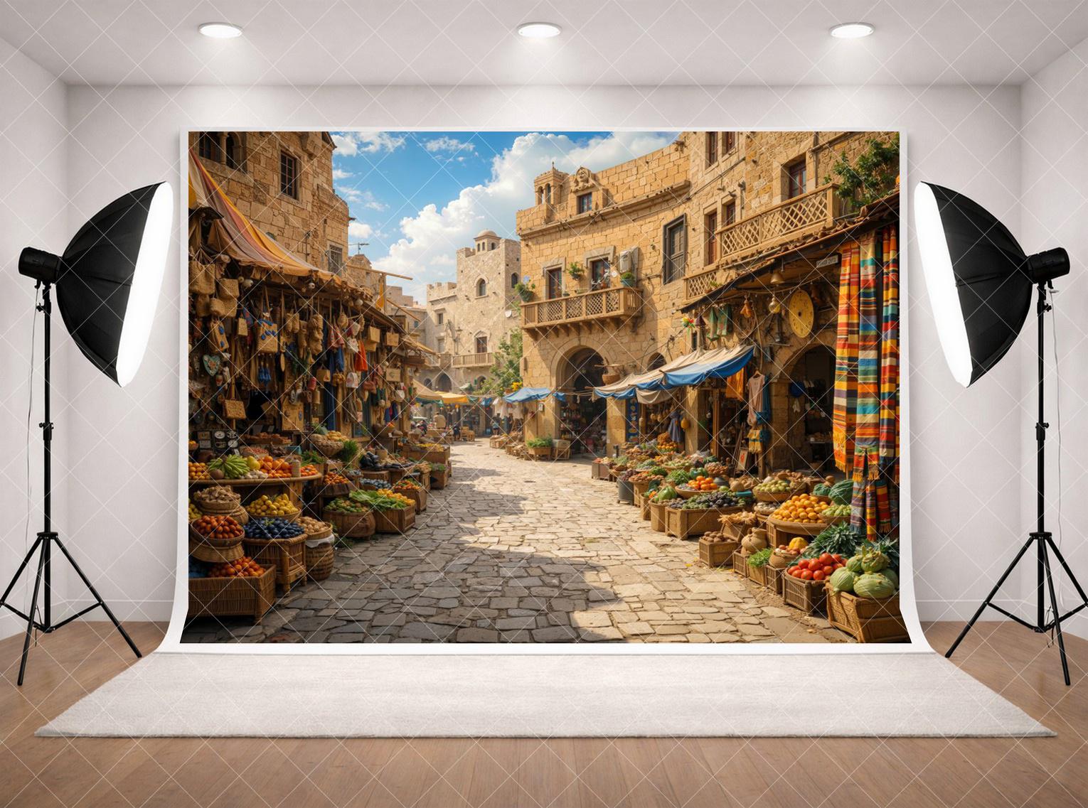 Moroccan Market Backdrop, Arabian Street Bazaar Background, Middle ...