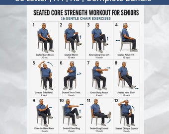 Seated Core Strength for Seniors, 16 Chair Exercises, Movement Guide (Digital Download)