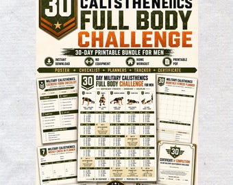 30-Day Military Calisthenics Full Body Challenge for Men (Printable PDF)