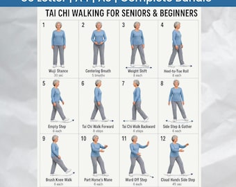 Tai Chi Walking for Seniors & Beginners, Balance Exercise Poster + Movement Guide
