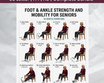Foot and Ankle Strength | Mobility for Seniors | 16 Gentle Exercises | Printable Workout Poster & Tracker (Digital Download)