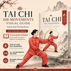 Tai Chi 108 Movements Visual Guide PDF, Beginner Tai Chi Printable Guide, Yang Style Long Form, Step by Step Home Practice