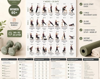 28-Day Strength Challenge for Women 60+ | Printable Senior Workout Guide & Tracker (Digital Download)