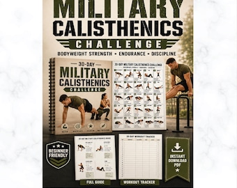 30 Day Military Calisthenics Challenge Printable  Bodyweight Workout Poster + Tracker  No Gym Home Fitness Plan PDF | Beginner Friendly