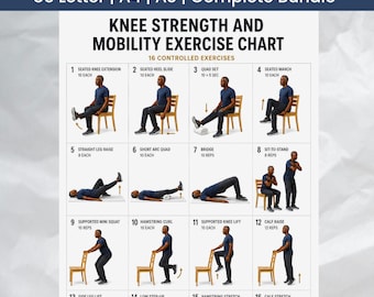 Knee Exercise Chart for Seniors Printable | Knee Strength & Mobility PDF | 28 Day Tracker , Movement Guide