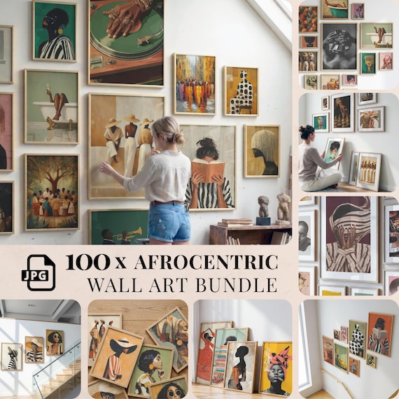 100 Bestselling Afrocentric Wall Art Bundle, Trendy African American Prints, Black Woman Art Poster, Eclectic Retro Modern Black Owned Decor