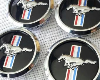 GT OMG 68mm Wheel Center Caps – Mustang Horse Emblem Hub Set (4)