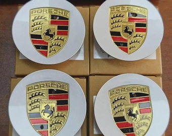 Porsche Center Caps Set – Silver Finish Wheel Hub Caps (76mm or 65mm)