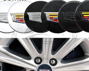 Cadillac Wheel Center Caps 66mm Set of 4, Chrome Emblem Hub Caps, OEM Style Rim Covers, Cadillac Replacement Wheel Caps