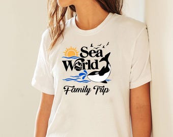 シーワールドファミリー旅行Tシャツ、ファミリーアドベンチャー、シーワールドTシャツ、ファミリーシーワールド旅行シャツ