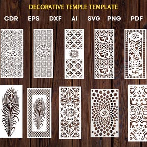 11 Disegni per Mandir (templi indù) tagliati al laser, modelli CNC per templi indù (svg, dxf, ai)