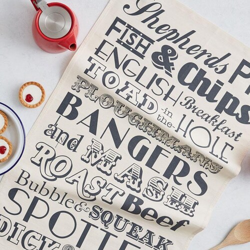 English Dinner Tea Towel / Kitchen Towel Lovingly Made in Etsy