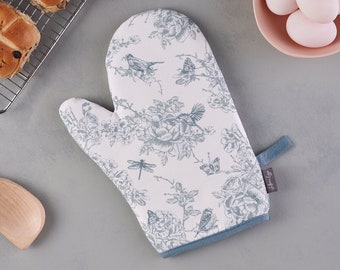 Wildlife in Spring Oven Mitt, Handmade in Britain, Cooking Gloves, Insulated Cotton, Kitchen Glove, Oven Glove, Pot Holder