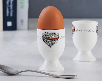 Love is Love LGBTQ Pride Egg Cup - Fine Bone China, Hand decorated in Britain, ceramic Egg Holder, Tableware, Breakfast