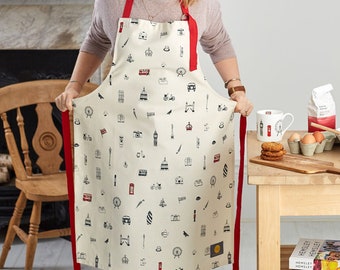 Simply London Apron - Lovingly Made In Britain, Cotton Apron, Screen-printed Apron, Kitchen Gift, Housewarming Gift