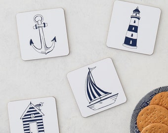 Nautical Beachscape Coasters - Set of 4