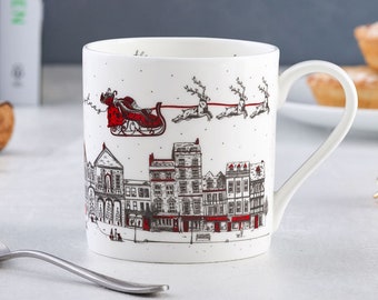 Santa's Sleigh Mug, Fine Bone China, Coffee Mug, Tea Mug, Made in UK