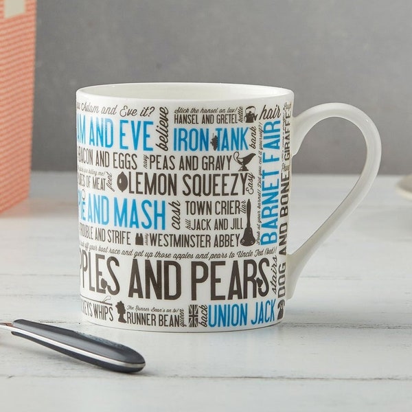 Cockney Rhyming Slang Mug, Fine Bone China, Coffee Mug, Tea Mug, Made in UK, Handcrafted in Staffordshire