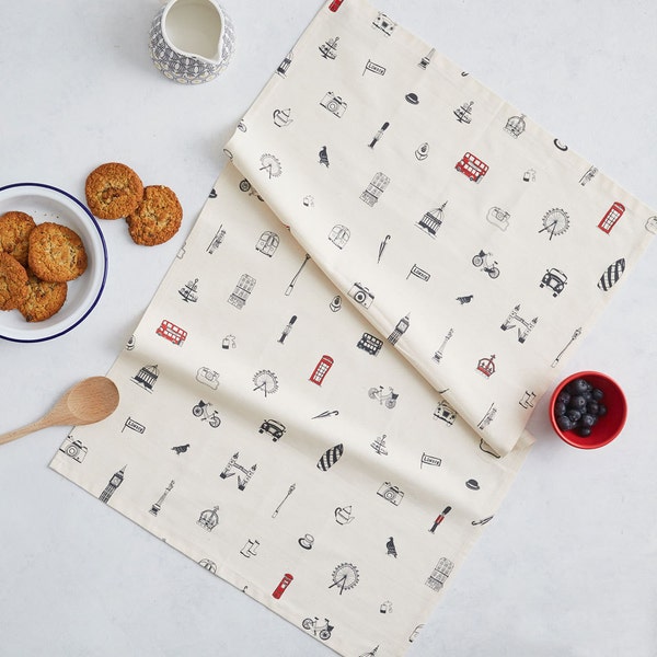 Simply London Tea Towel / Kitchen Towel - Lovingly Made In Britain, Cotton Tea Towel, Cotton Kitchen Towel, Cotton Dish Towel