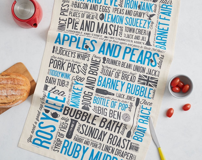 Cockney Rhyming Slang Tea Towel / Kitchen Towel Lovingly Made in