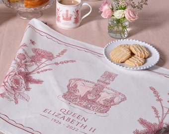 Queen's Commemorative Tea Towel, Cotton Tea Towel, Cotton Kitchen Towel, Cotton Dish Towel, Handmade in UK