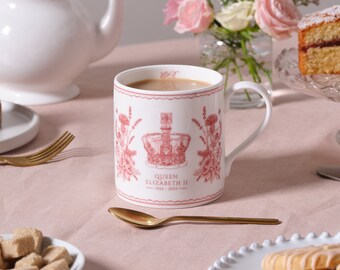 Queen's Commemorative Mug, Fine Bone China, Coffee Mug, Tea Mug, Made in UK, Handcrafted in Staffordshire, Queen Elizabeth II