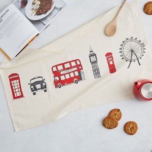 London Skyline Tea Towel / Kitchen Towel - Lovingly Made In Britain, Cotton Tea Towel, Cotton Dish Towel