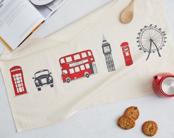 London Skyline Tea Towel / Kitchen Towel - Lovingly Made In Britain, Cotton Tea Towel, Cotton Dish Towel