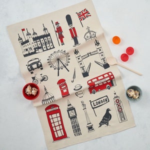 Big Smoke London Tea Towel, Screen Printed Organic Cotton, Kitchen Towel, Handmade in the UK,