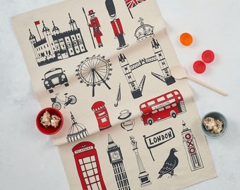 Big Smoke London Tea Towel, Screen Printed Organic Cotton, Kitchen Towel, Handmade in the UK,