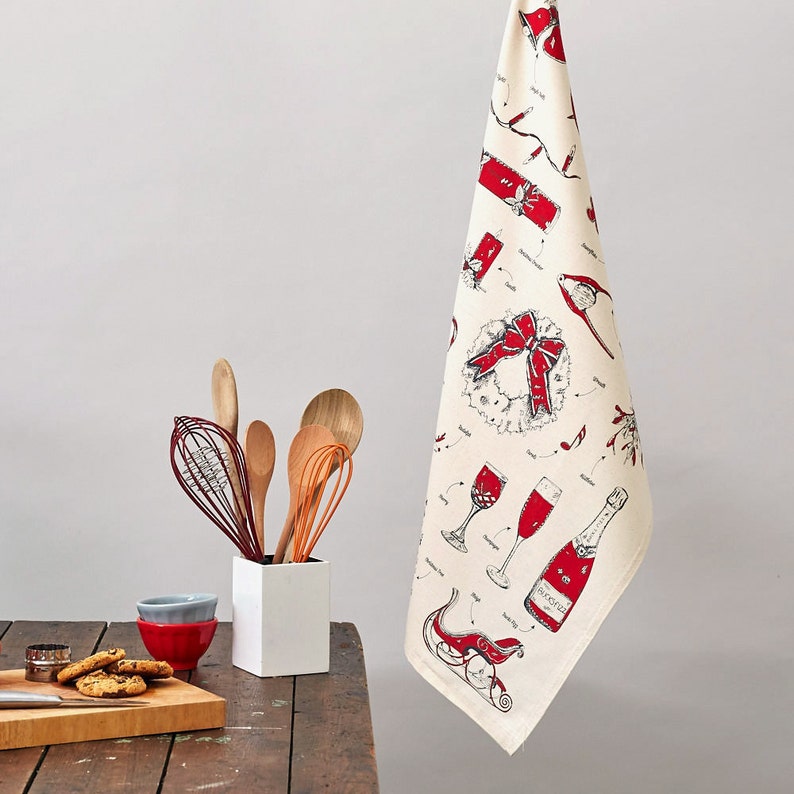 Christmas Delights Tea Towel / Kitchen Towel Lovingly Made In Britain image 1