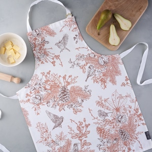 Autumn Garden Apron, Cotton Apron, Screen-printed Apron, Kitchen Gift, Housewarming Gift, Made in UK image 1