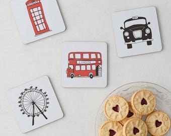 London Skyline Coaster - Set of 4 - Lovingly Made In Britain, Drink Coaster Set, Housewarming Gift,  Handmade in UK